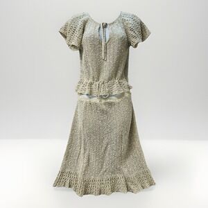 PALLAS ORIGINAL Top Skirt Set Nubby Hand Loomed 100% Irish Linen Vintage